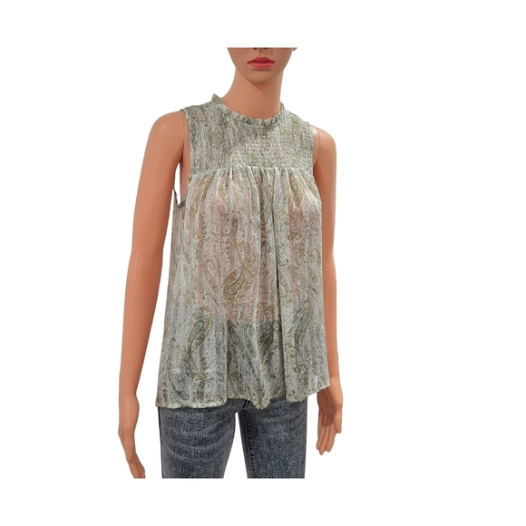 Paisley Sleeveless Top - Green - Picture 4 of 10